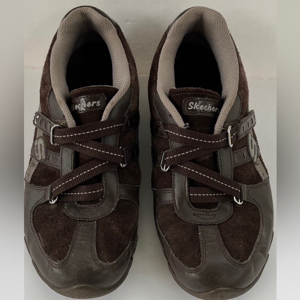 Skechers Women's Size 9 Leather  Slip-on Hook and Loop SN21067 Chocolate Brown